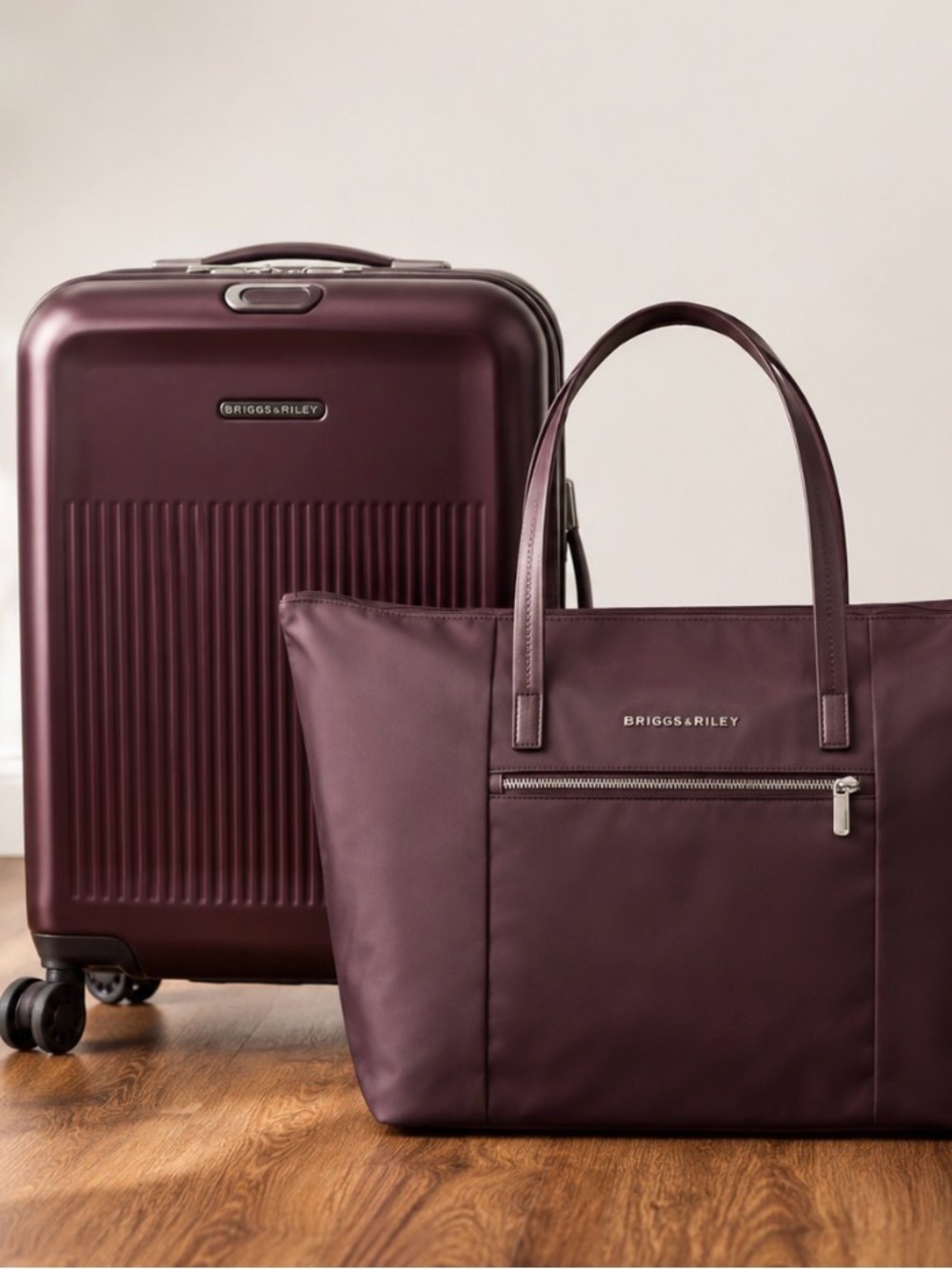 Briggs & Riley Travel Tote and Carry-On Global 21" Set Burgundy_LifetimeWarranty